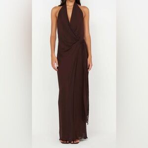 Bec & Bridge Soneva Wrap Dress in Dark Chocolate